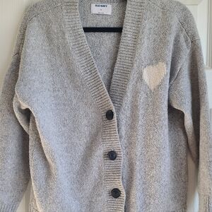 Old Navy Heather Gray Cardigan with Heart Accent